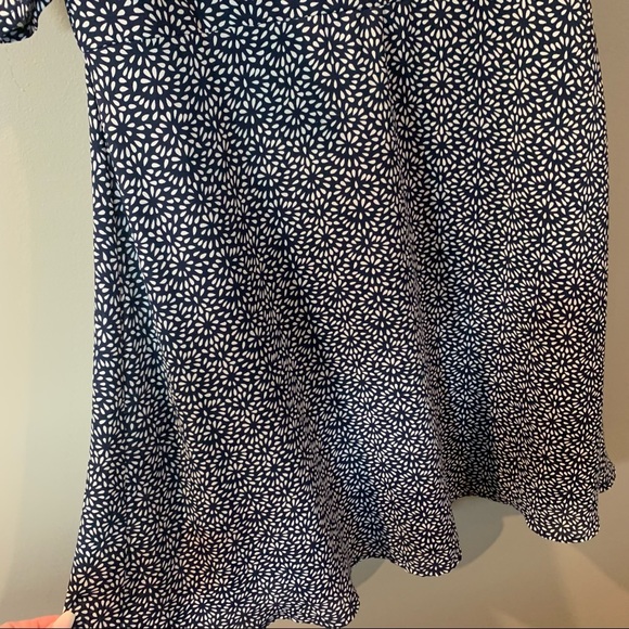 Banana Republic Cold Shoulder Navy White Fit & Flare Dress - Picture 6 of 7